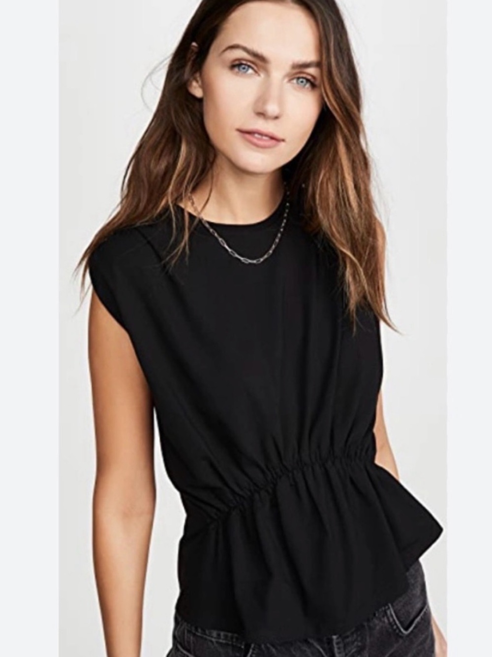 ATM Tuck Detail Tank Black